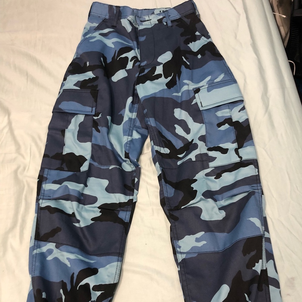 Blue Camo Cargo Pants